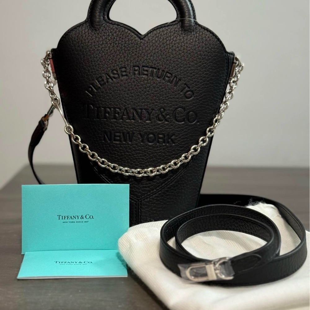 Tiffany & Co. Black Heart Mini Bag with Silver Chain